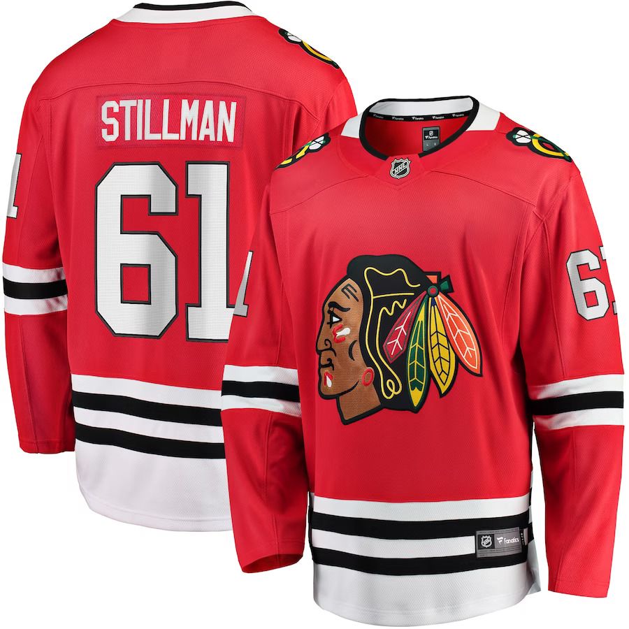 Men Chicago Blackhawks 61 Riley Stillman Fanatics Branded Red Home Breakaway Player NHL Jersey